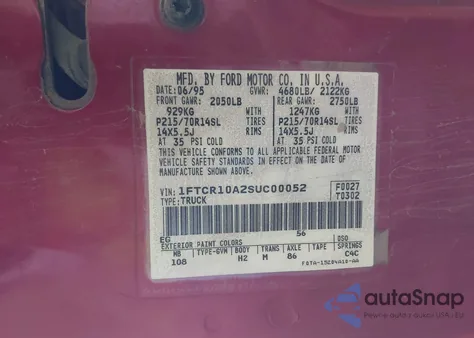 1995 Ford Ranger z USA, uszkodzony, nr VIN 1FTCR10A2SUC00052